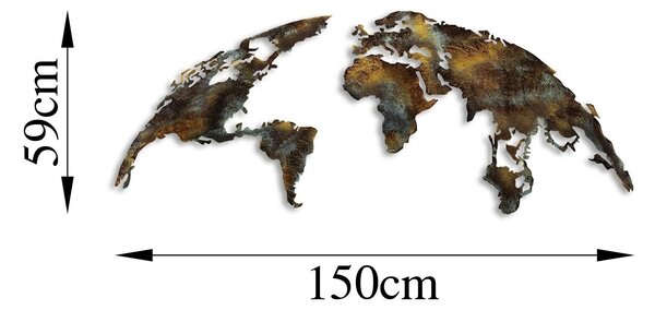 Wallity Nástěnná kovová dekorace World Map Medium 3 vícebarevná