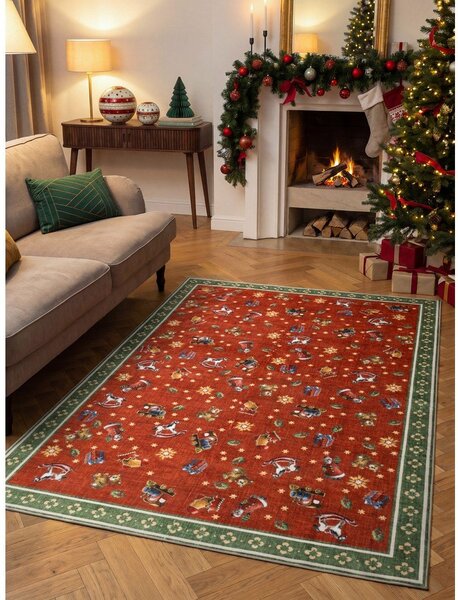 Červený/zelený koberec s vánočním motivem 160x230 cm Toy's Delight Nostalgic Noel Red Green – Villeroy&Boch