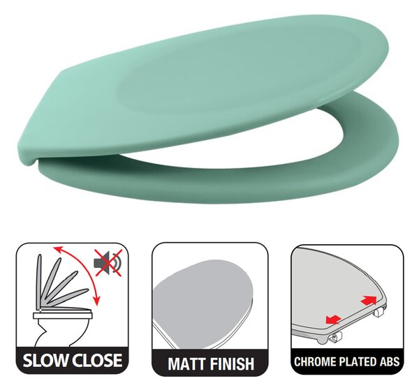 Spirella WC prkénko NEELA, soft-close, matné zelené, duroplast