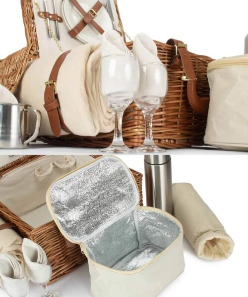 Willow Direct Piknikový koš DELUXE proutěný pro 2 osoby s dekou