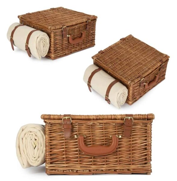 Willow Direct Piknikový koš DELUXE proutěný pro 2 osoby s dekou