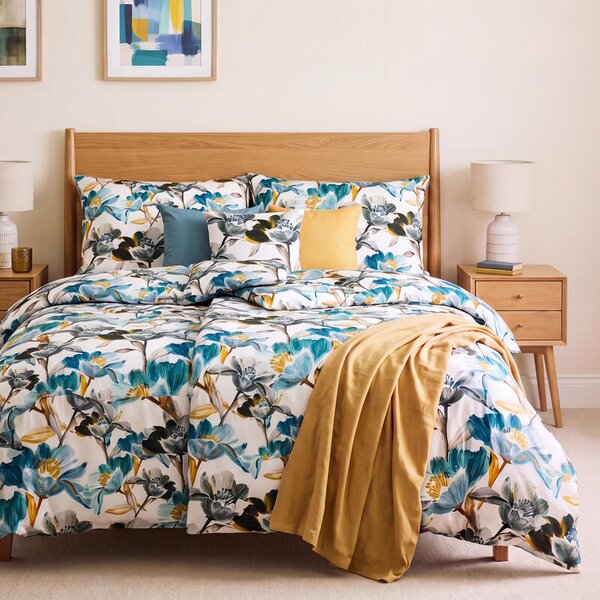 Povlečení ART JERSEY aqua bloom tyrkysovošedá 140 x 200/70 x 90 cm