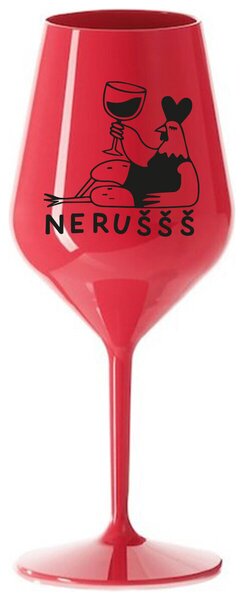 NERUŠŠŠ - červená nerozbitná sklenička na víno 470 ml