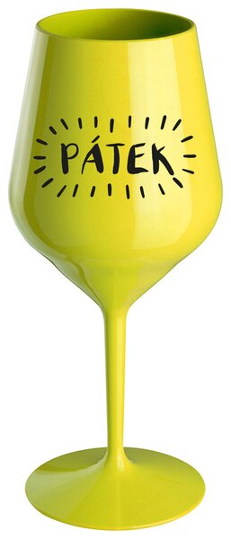 PÁTEK - žlutá nerozbitná sklenička na víno 470 ml