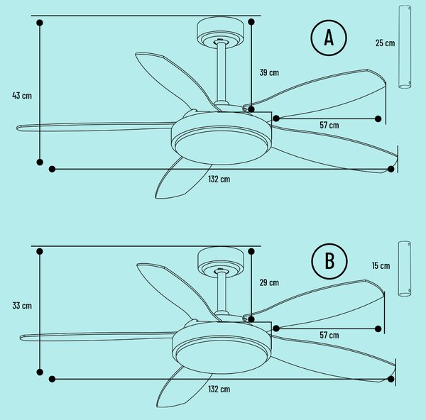 Noaton 12132WWB Maia, bílá a javor, stropní ventilátor se světlem