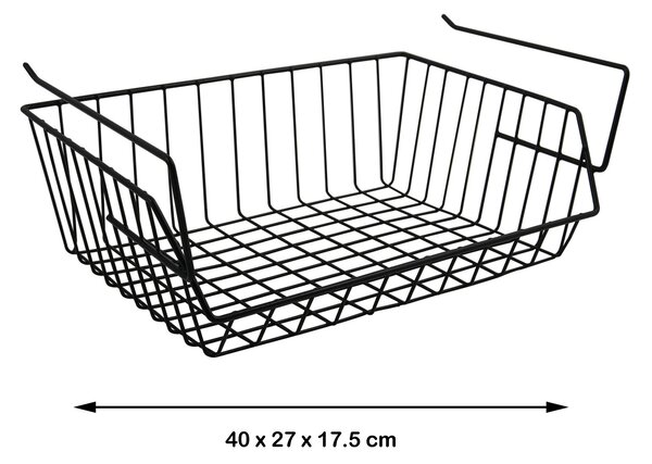 MSV závěsný košík, černý, ocel, 40 x 27 x 17,5 cm
