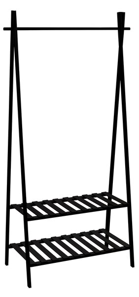 MSV dřevěný stojan se 2 policemi MIA, černý, bambus, MDF, 179 cm
