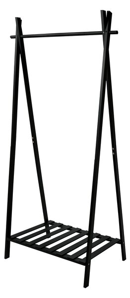 MSV dřevěný stojan s policí MIA, černý, bambus, MDF, 159 cm