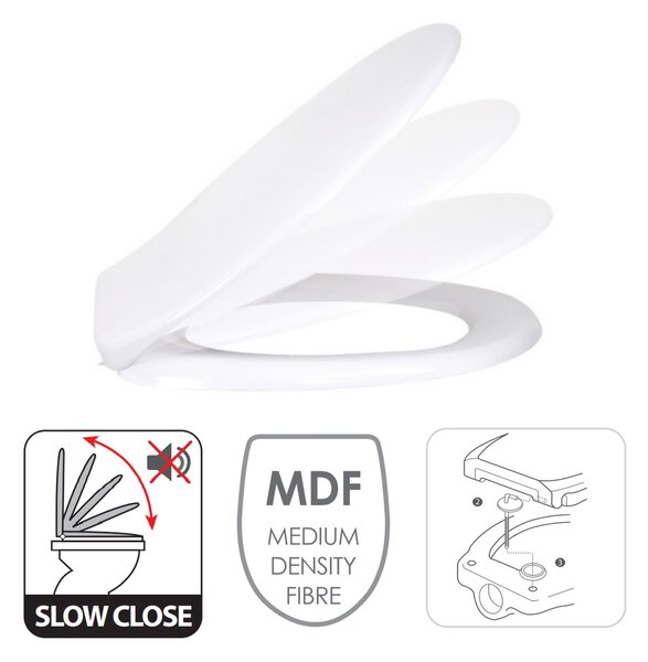 MSV WC prkénko, bílé, duroplast, panty z nerezové oceli