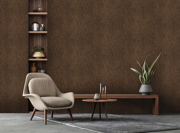 Vliesová tapeta na zeď, hnědo-bronzová, imitace kůže, NHW1037, Perla, Decoprint