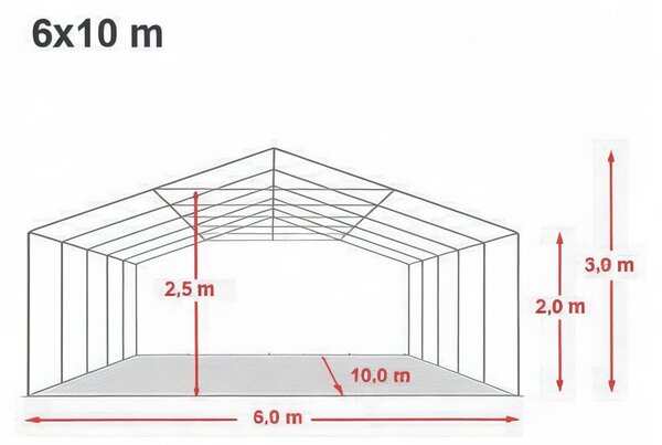 Párty stan 6x10 m PREMIUM - ohnivzdorný barva Bílá