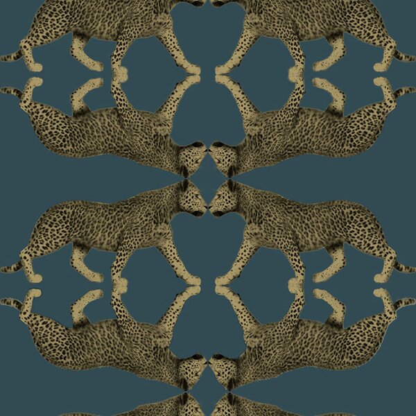 Vliesová tapeta na zeď, tyrkysová, leopard, NHW1034, Perla, Decoprint