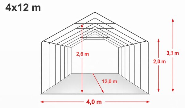 Párty stan 4x12 m PREMIUM - ohnivzdorný barva Bílá