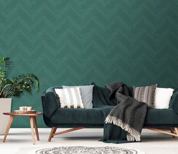 Vliesová tapeta na zeď, zelená, imitace látky, pruhy, NHW1020, Perla, Decoprint