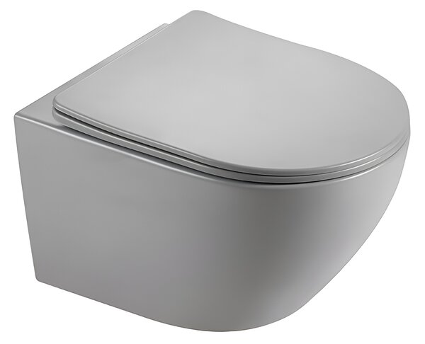 BPS-koupelny Závěsná WC mísa se SoftClose sedátkem MIZU MTGR RIM 03, šedá