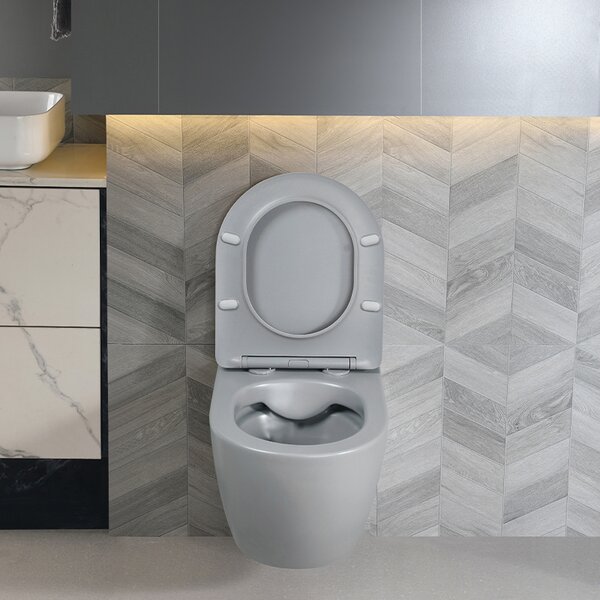 BPS-koupelny Závěsná WC mísa se SoftClose sedátkem MIZU MTGR RIM 03, šedá