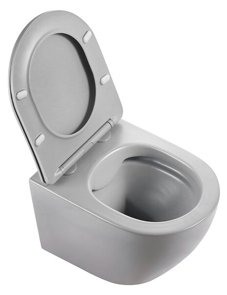 BPS-koupelny Závěsná WC mísa se SoftClose sedátkem MIZU MTGR RIM 03, šedá