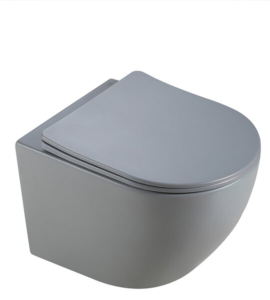 BPS-koupelny Závěsná WC mísa se SoftClose sedátkem PEAK MTGR RIM 03, šedá mat