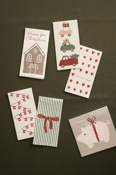 Ib Laursen Papírové ubrousky Christmas Hearts - 16 ks IBL390