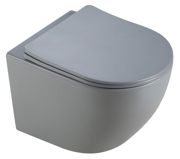 BPS-koupelny Závěsná WC mísa se SoftClose sedátkem PEAK MTGR RIM 03, šedá mat