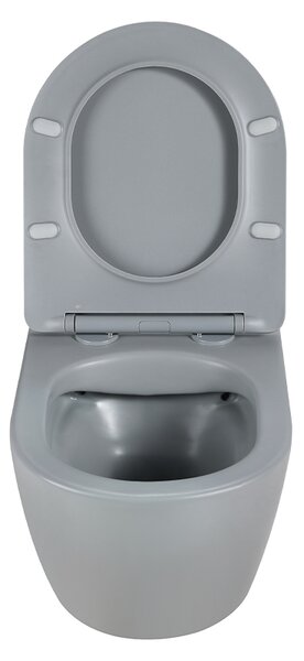 BPS-koupelny Závěsná WC mísa se SoftClose sedátkem PEAK MTGR RIM 03, šedá mat