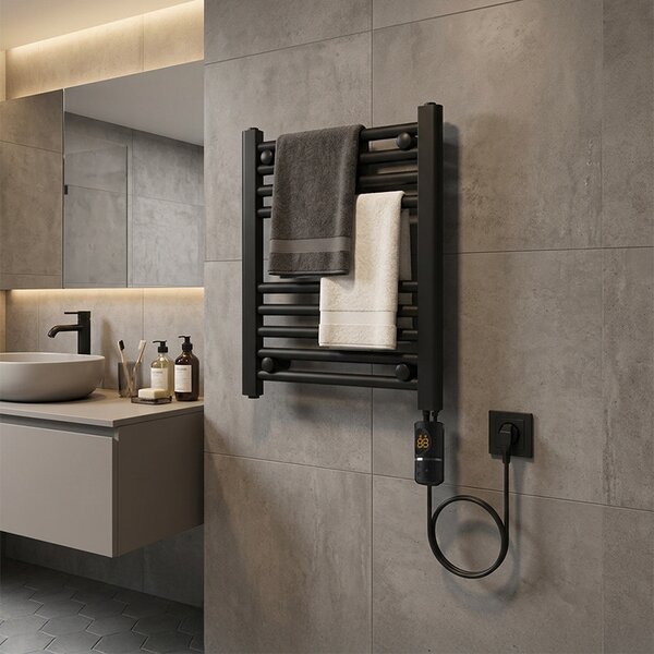 BPS-koupelny Elektrický koupelnový radiátor MANAM BL 300W, 40x50 cm, černý