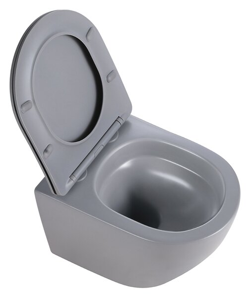 BPS-koupelny Závěsná WC mísa se SoftClose sedátkem FLOW MTGR TR 03, šedá mat