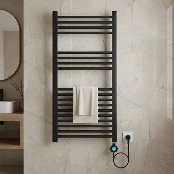 BPS-koupelny Elektrický koupelnový radiátor KATLA BL 250W, 50x100 cm, černý