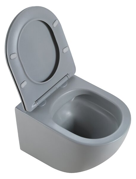 BPS-koupelny Závěsná WC mísa se SoftClose sedátkem PEAK MTGR RIM 03, šedá mat
