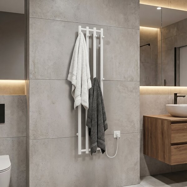 BPS-koupelny Elektrický koupelnový radiátor KASJAN WH 2 250W, 34,6x140,5 cm, bílý