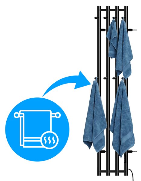 BPS-koupelny Elektrický koupelnový radiátor KASJAN BL 2 250W, 34,6x140,5 cm, černý