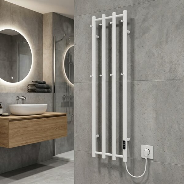 BPS-koupelny Elektrický koupelnový radiátor KASJAN WH 2 250W, 34,6x140,5 cm, bílý