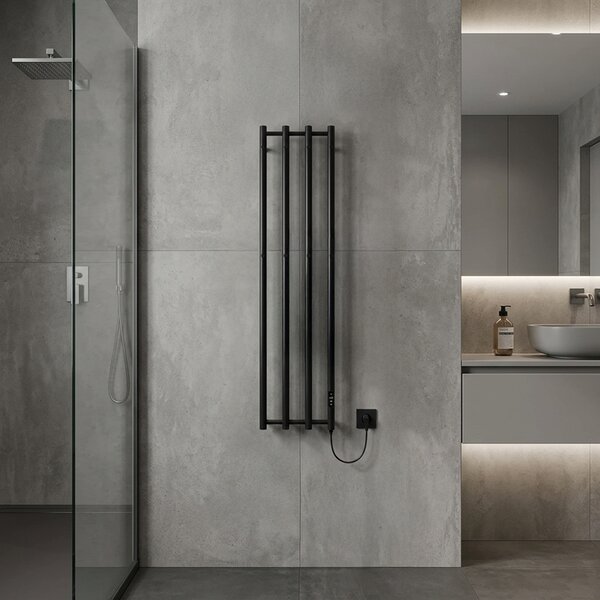BPS-koupelny Elektrický koupelnový radiátor KASJAN BL 2 250W, 34,6x140,5 cm, černý