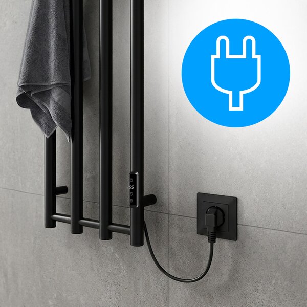 BPS-koupelny Elektrický koupelnový radiátor KASJAN BL 2 250W, 34,6x140,5 cm, černý