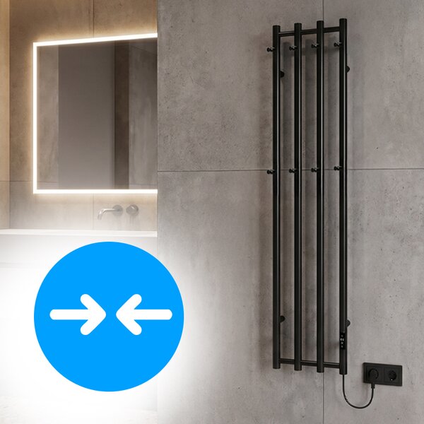 BPS-koupelny Elektrický koupelnový radiátor KASJAN BL 2 250W, 34,6x140,5 cm, černý