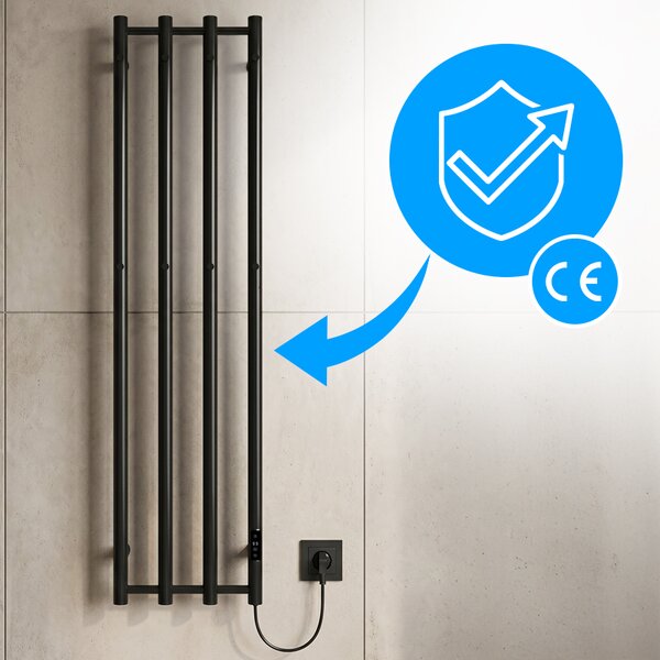 BPS-koupelny Elektrický koupelnový radiátor KASJAN BL 2 250W, 34,6x140,5 cm, černý