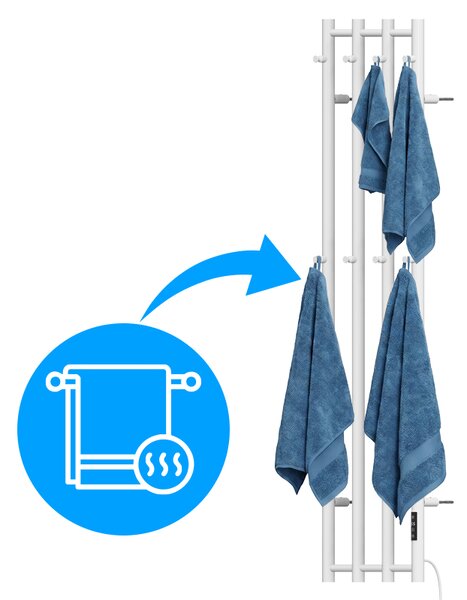 BPS-koupelny Elektrický koupelnový radiátor KASJAN WH 2 250W, 34,6x140,5 cm, bílý