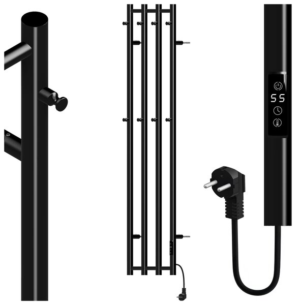 BPS-koupelny Elektrický koupelnový radiátor KASJAN BL 2 250W, 34,6x140,5 cm, černý