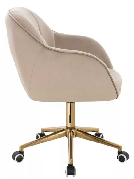 LuxuryForm DESIGN Židle AVOLA VELUR na zlaté podstavě s kolečky - latte