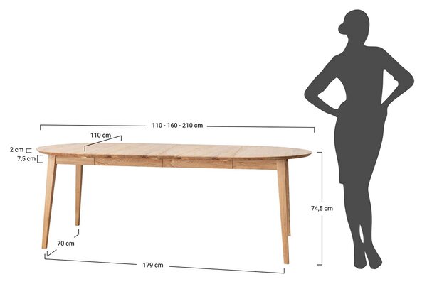 KATMANDU Stůl Orbetello rozkládací, tabákový dub, kulatý 110 cm do 210 cm