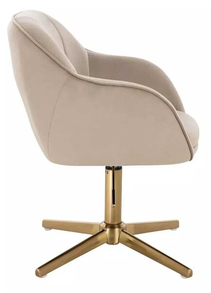 LuxuryForm DESIGN Židle AVOLA VELUR na zlatém kříži - latte
