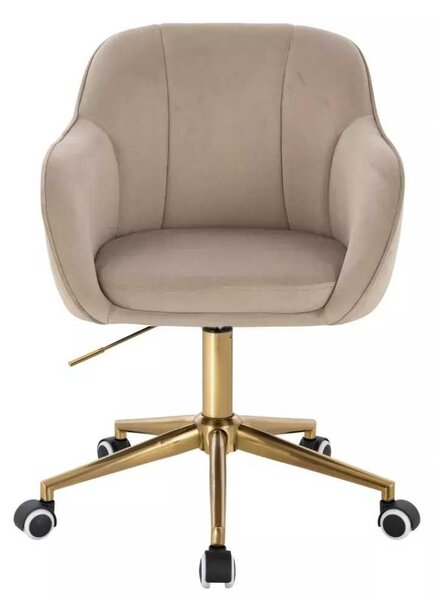 LuxuryForm DESIGN Židle AVOLA VELUR na zlaté podstavě s kolečky - latte