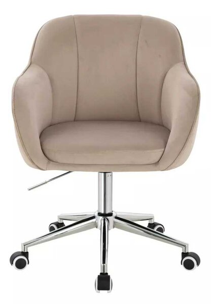 LuxuryForm DESIGN Židle AVOLA VELUR na stříbrné podstavě s kolečky - latte