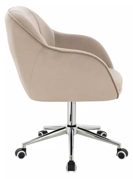 LuxuryForm DESIGN Židle AVOLA VELUR na stříbrné podstavě s kolečky - latte