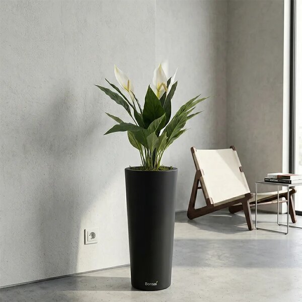 Květináč Slim antracitový 70 cm – moderní design - Antracit - 51 - 70 cm