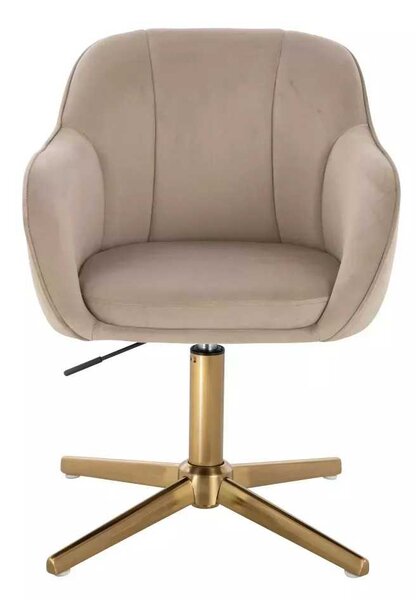 LuxuryForm DESIGN Židle AVOLA VELUR na zlatém kříži - latte