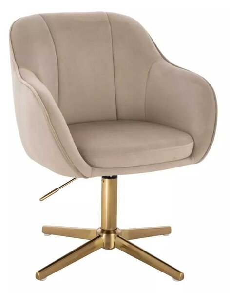 LuxuryForm DESIGN Židle AVOLA VELUR na zlatém kříži - latte