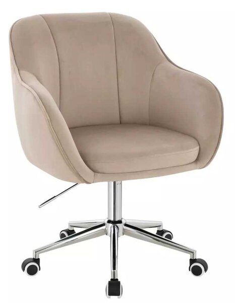 LuxuryForm DESIGN Židle AVOLA VELUR na stříbrné podstavě s kolečky - latte