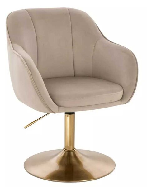 LuxuryForm DESIGN Židle AVOLA VELUR na zlatém talíři - latte