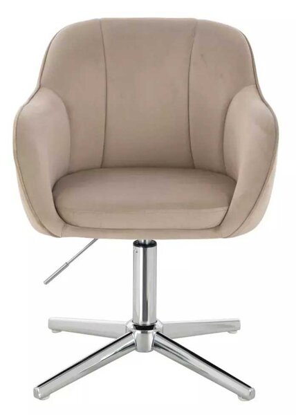 LuxuryForm DESIGN Židle AVOLA VELUR na stříbrném kříži - latte